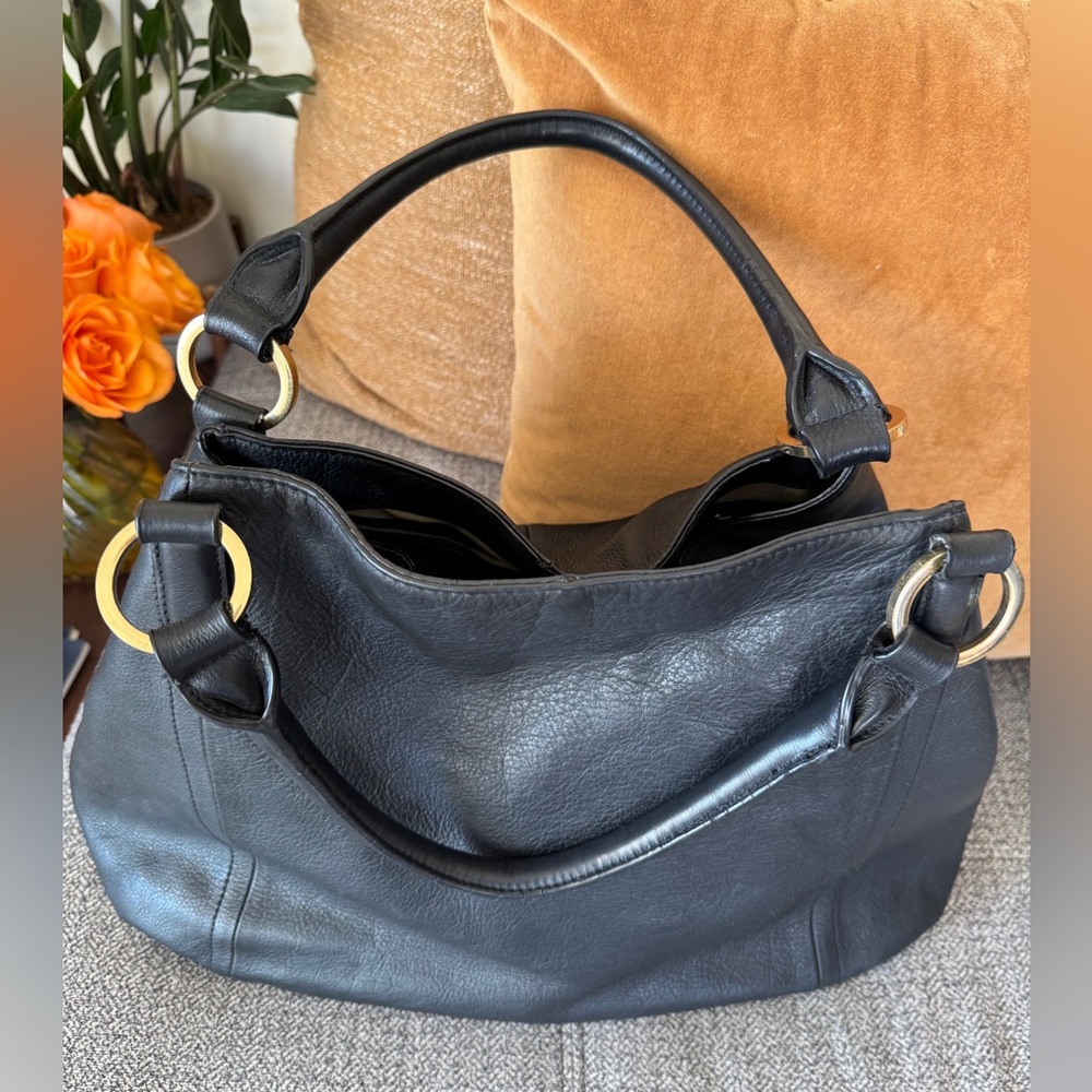 G.I.L.I. Large Black Leather Roma Hobo Shoulder Bag❤️ - Picture 13 of 13